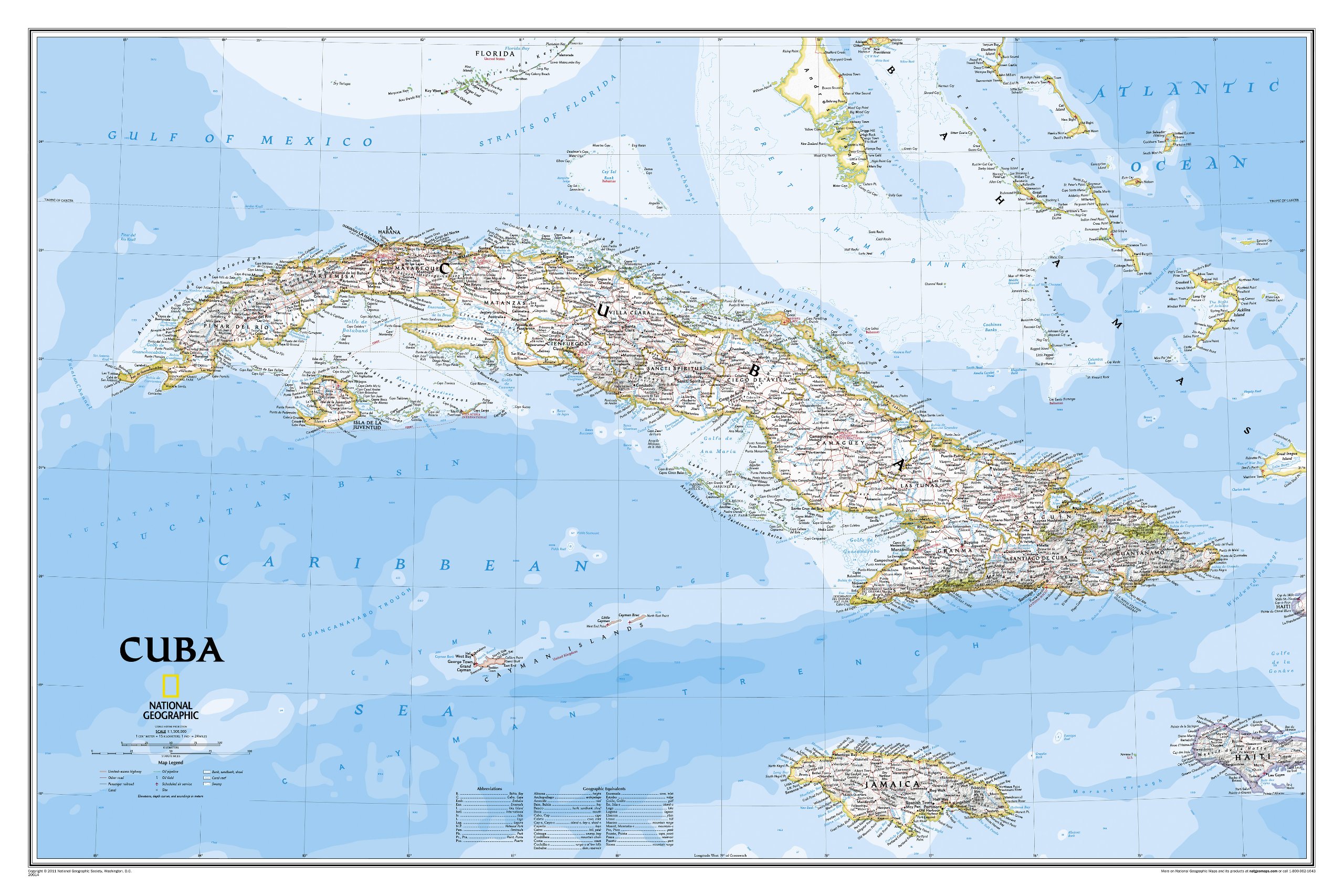 Online bestellen: Wandkaart Cuba, 92 x 61 cm | National Geographic
