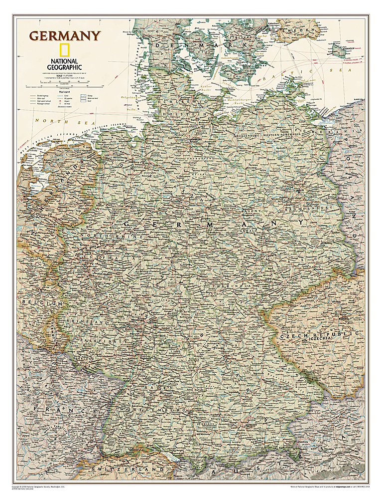 Online bestellen: Wandkaart Duitsland, antiek, 60 x 77 cm | National Geographic