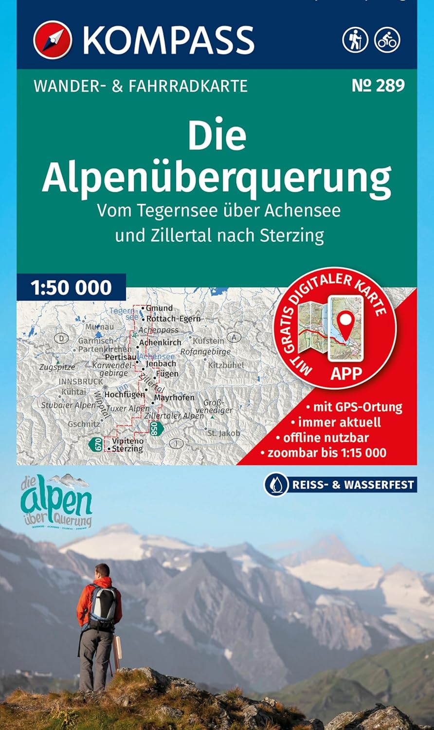 Wandelkaart 289 Die Alpenüberquerung | Kompass