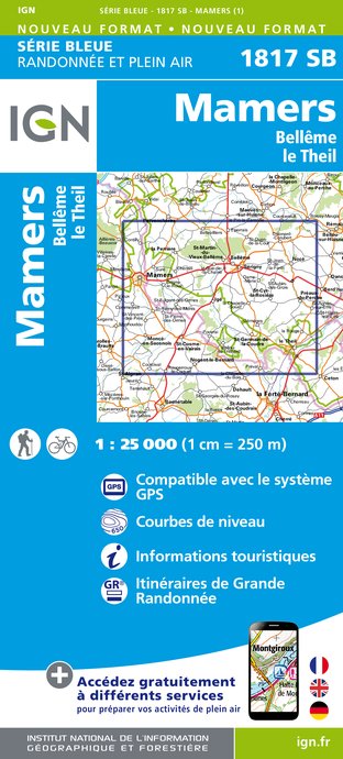 Online bestellen: Wandelkaart - Topografische kaart 1817SB Mamers - Bellême - Le Theil | IGN - Institut Géographique National