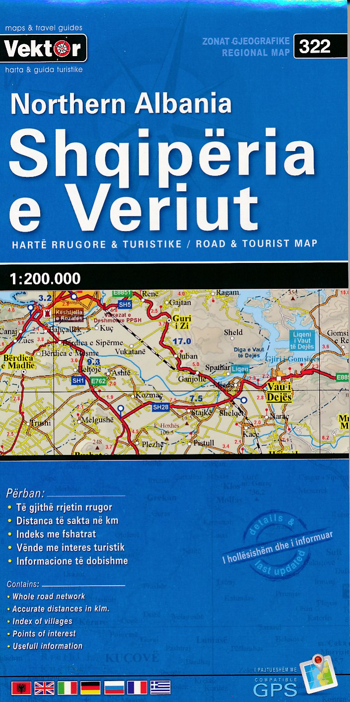 Online bestellen: Wegenkaart - landkaart 322 Noord Albanië - Shqipëria e Veriut | Vektor