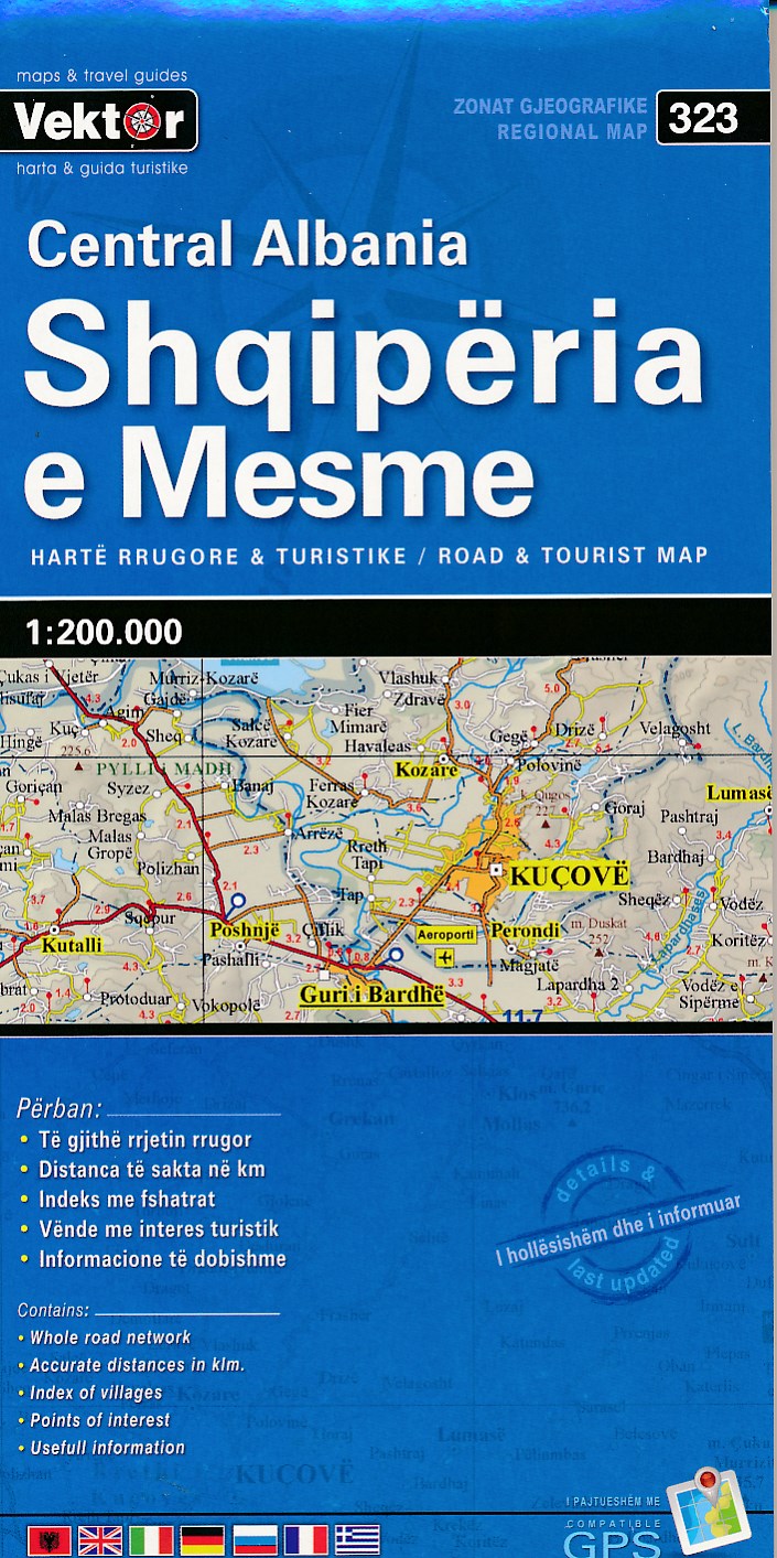 Online bestellen: Wegenkaart - landkaart 323 Centraal Albanië - Shqipëria e Mesme | Vektor