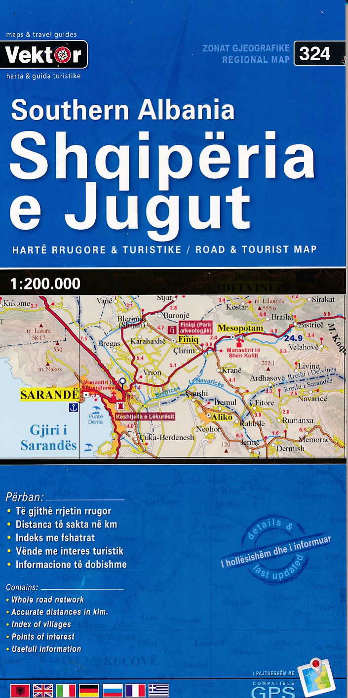Online bestellen: Wegenkaart - landkaart 324 Zuid Albanië - Shqipëria e Jugut | Vektor