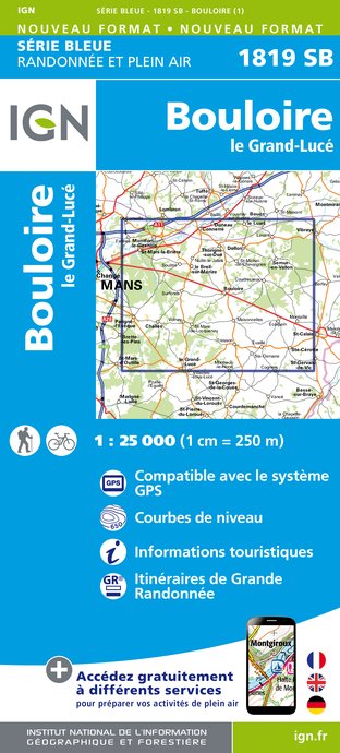 Online bestellen: Wandelkaart - Topografische kaart 1819SB Bouloire - Le Grand-Lucé | IGN - Institut Géographique National