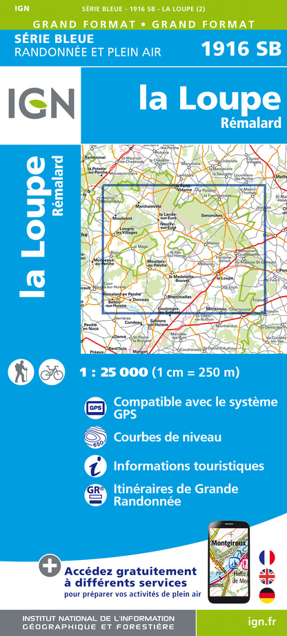 Online bestellen: Wandelkaart - Topografische kaart 1916SB La Loupe - Rémalard | IGN - Institut Géographique National