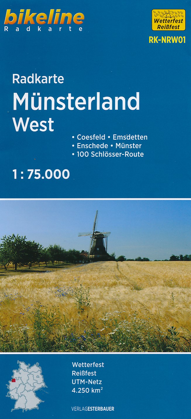 Online bestellen: Fietskaart NRW01 Bikeline Radkarte Münsterland West | Esterbauer