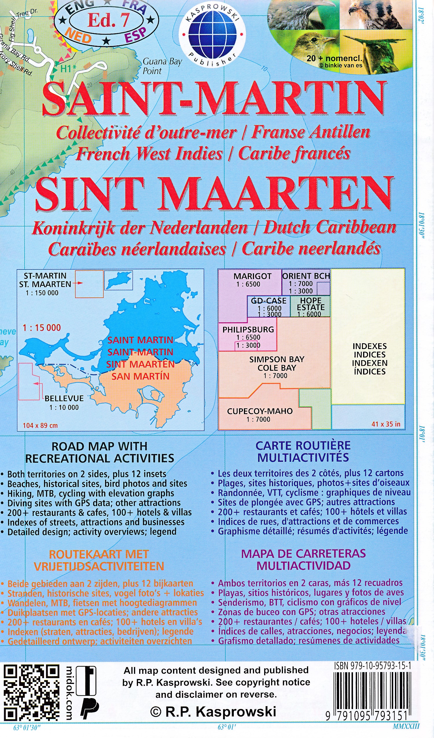 Online bestellen: Wandelkaart - Wegenkaart - landkaart Sint Maarten - St. Martin | Kasprowski Maps
