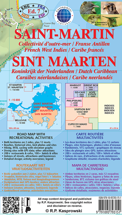 Wandelkaart - Wegenkaart - landkaart Sint Maarten - St. Martin | Kaspr