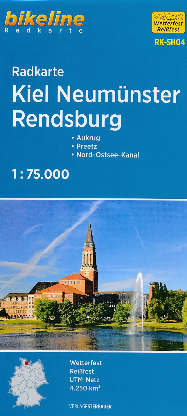 Online bestellen: Fietskaart SH04 Bikeline Radkarte SH Kiel - Neumünster - Rendsburg | Esterbauer