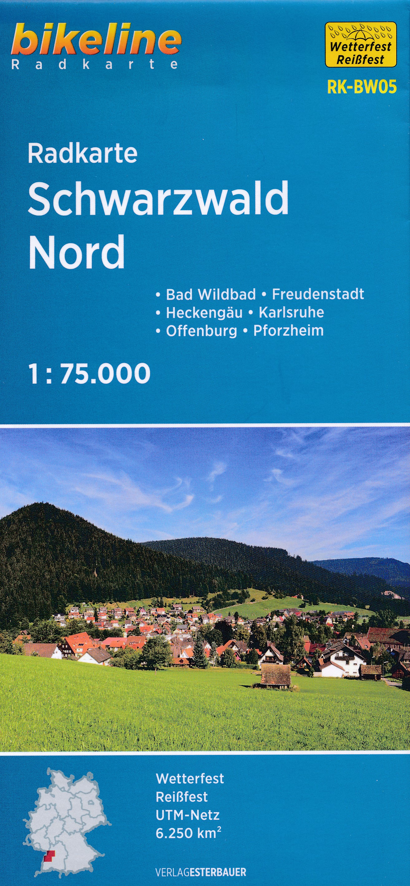 Online bestellen: Fietskaart BW05 Bikeline Radkarte Schwarzwald Nord | Esterbauer