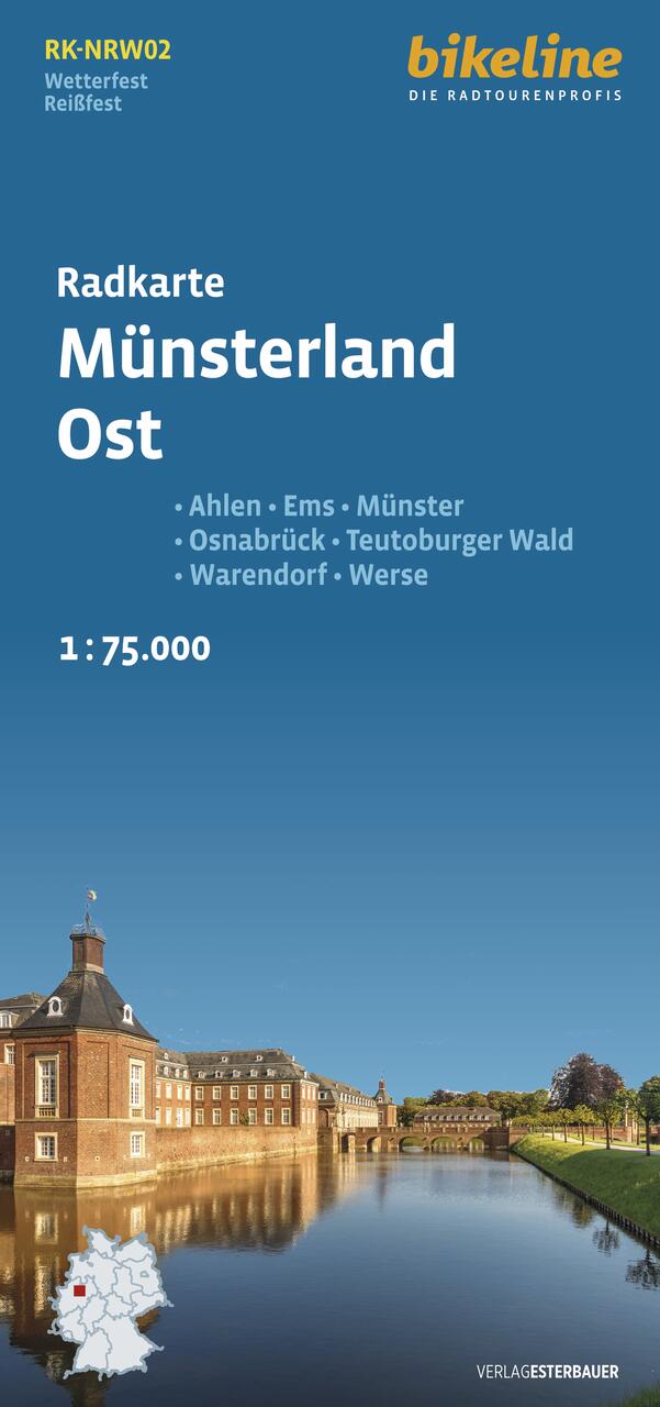 Fietskaart NRW02 Bikeline Radkarte Münsterland Ost | Esterbauer