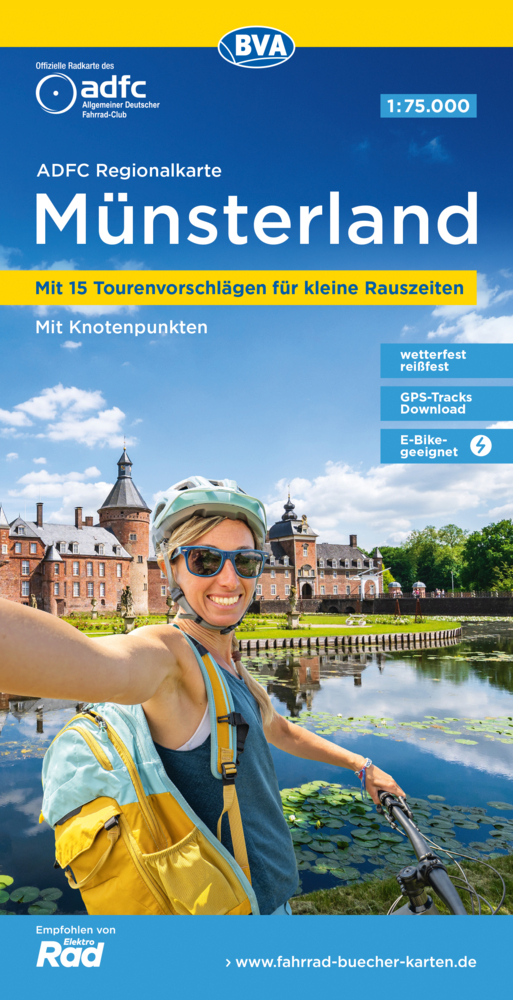 Online bestellen: Fietsknooppuntenkaart - Fietskaart ADFC Regionalkarte Münsterland | BVA BikeMedia