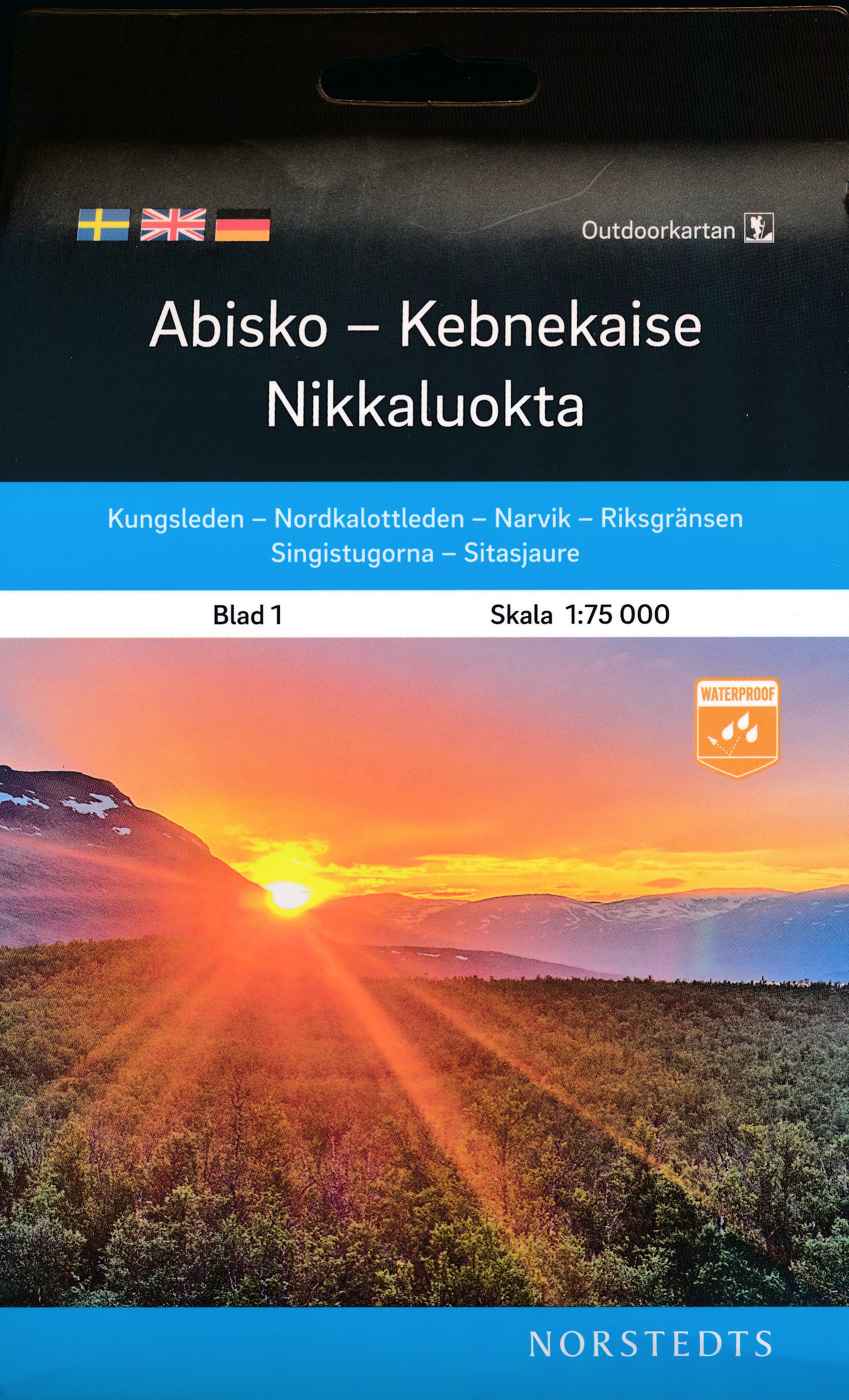 Online bestellen: Wandelkaart 1 Outdoorkartan Abisko - Kebnekaise - Nikkaluokta | Norstedts