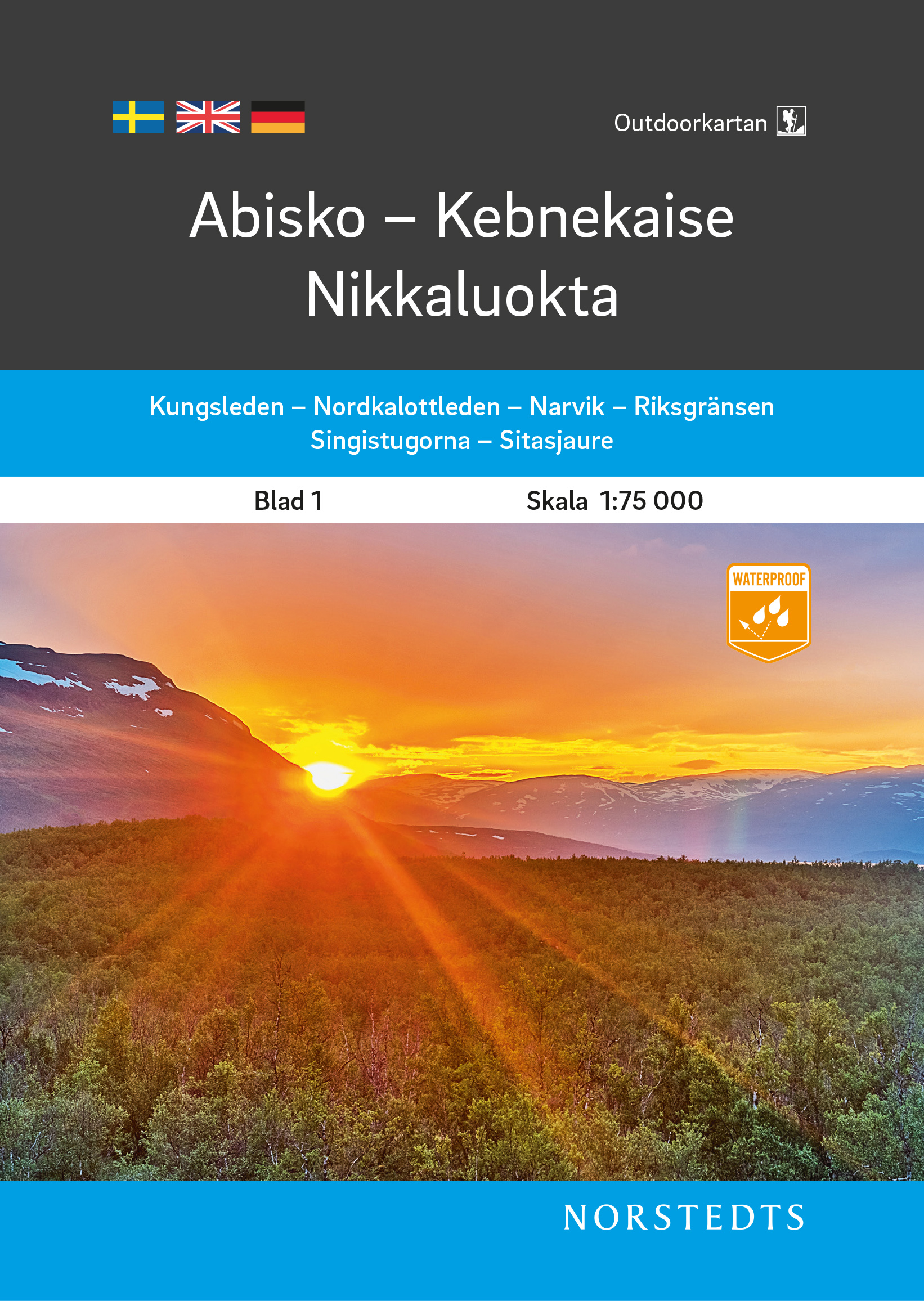 Wandelkaart 1 Outdoorkartan Abisko - Kebnekaise - Nikkaluokta | Norste