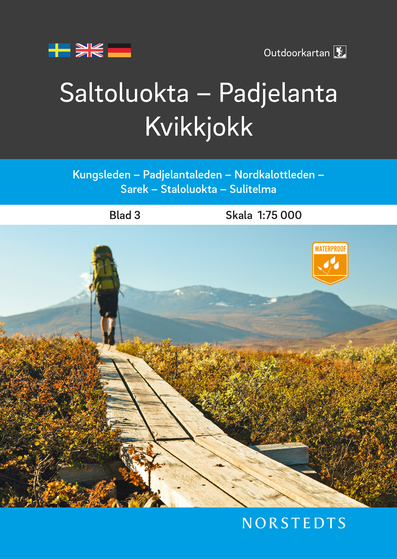 Online bestellen: Wandelkaart 3 Outdoorkartan Saltoluokta - Padjelanta - Kvikkjokk | Norstedts