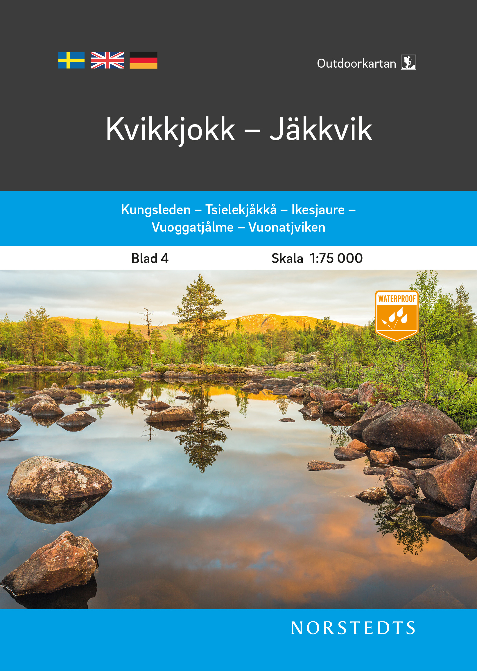 Online bestellen: Wandelkaart 4 Outdoorkartan Kvikkjokk - Jäkkvik | Norstedts