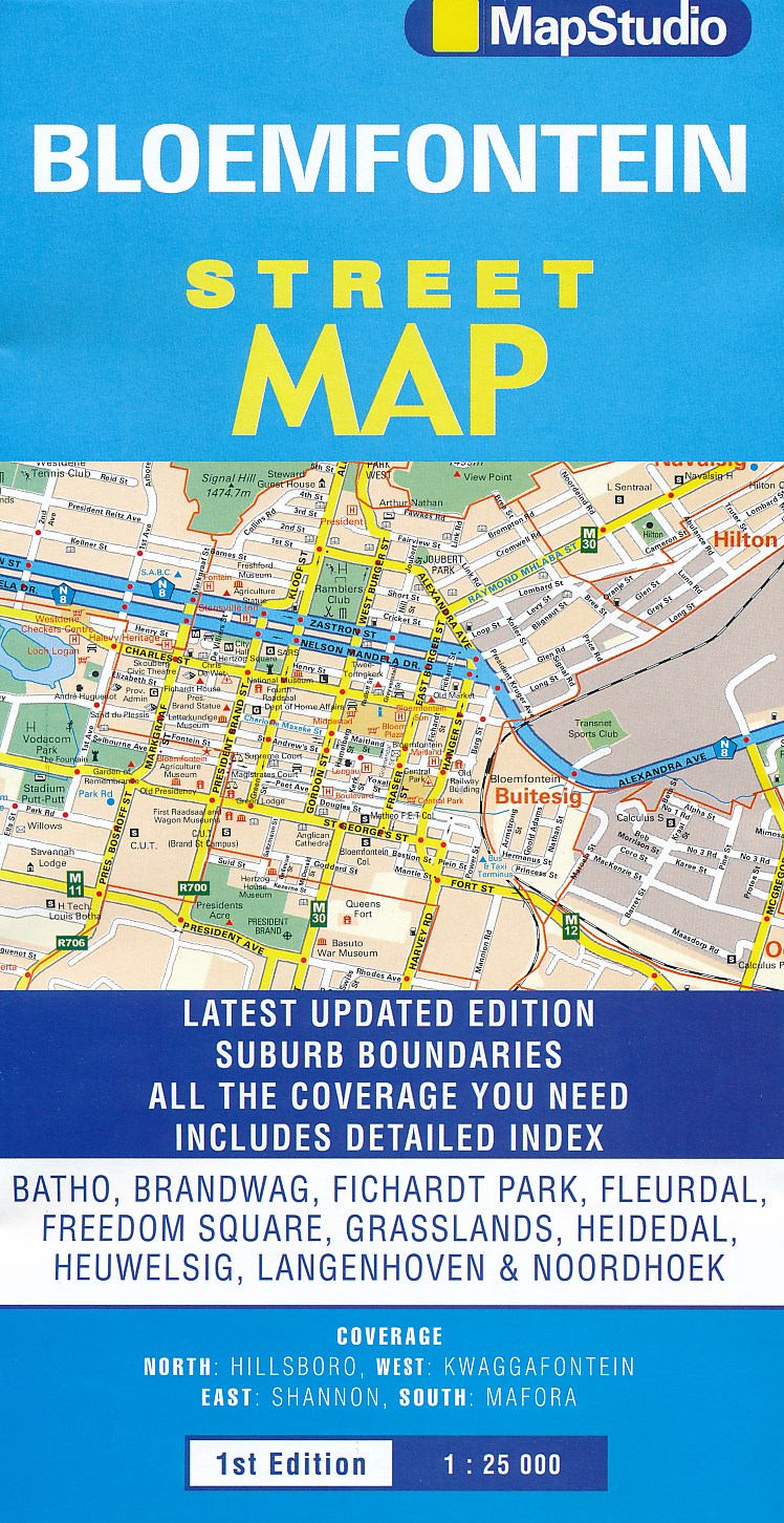 Online bestellen: Wegenkaart - landkaart - Stadsplattegrond Bloemfontein | MapStudio