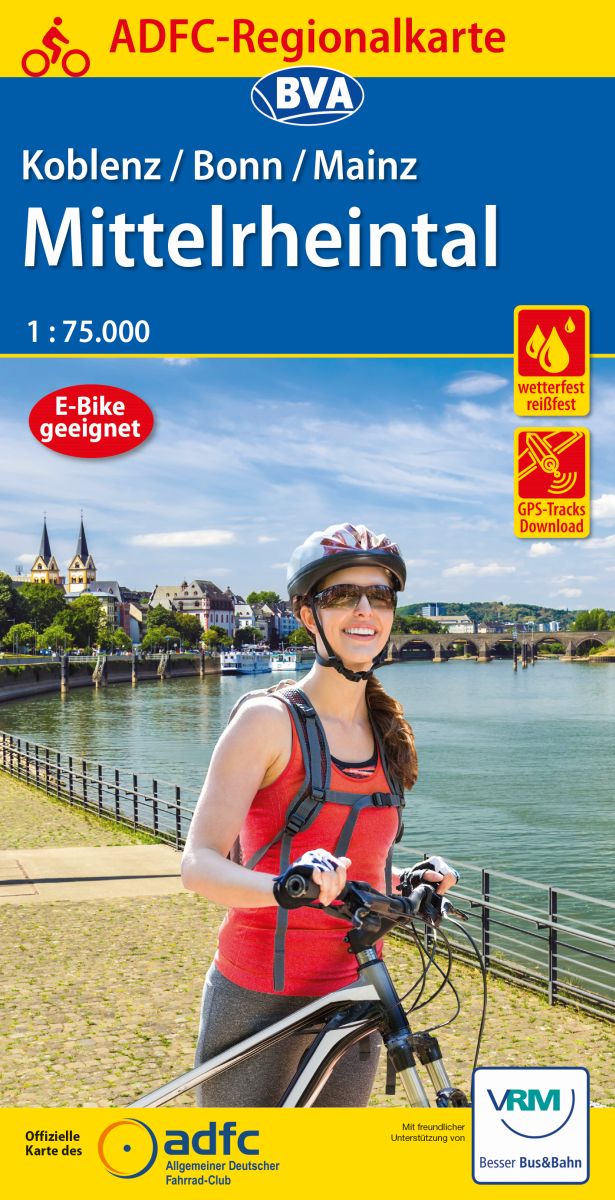 Online bestellen: Fietskaart ADFC Regionalkarte Mittelrheintal | BVA BikeMedia
