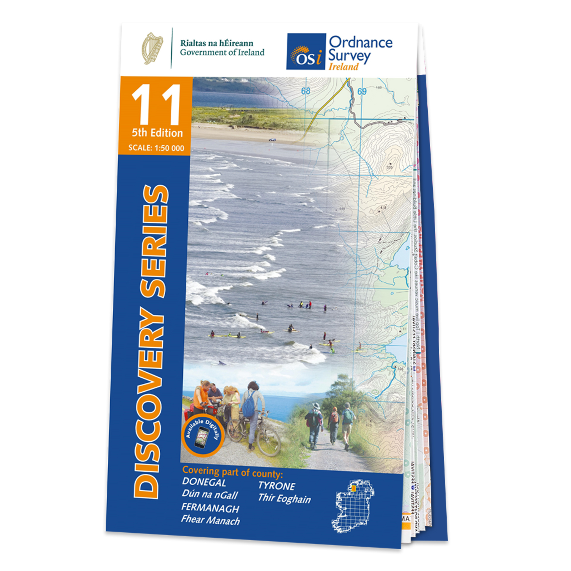 Topografische kaart – Wandelkaart 11 Discovery Donegal (S) | Ordnance Survey Ireland