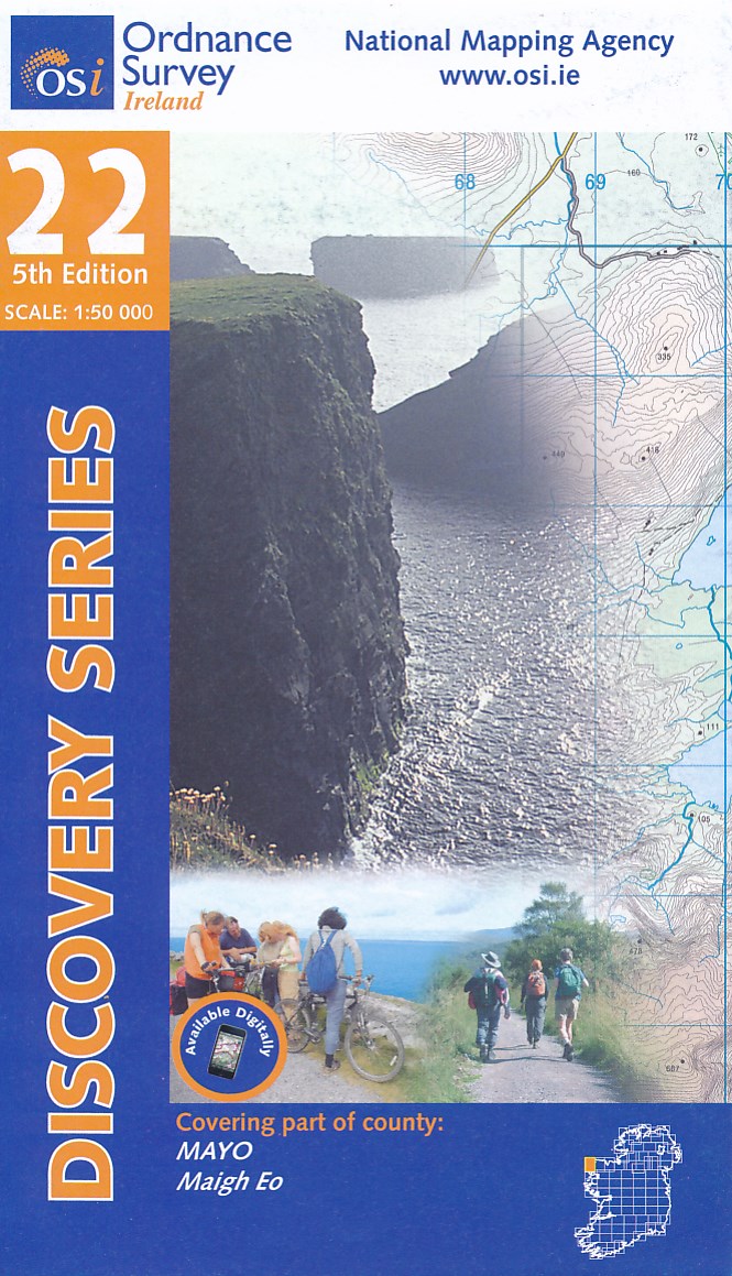 Online bestellen: Topografische kaart - Wandelkaart 22 Discovery Mayo | Ordnance Survey Ireland