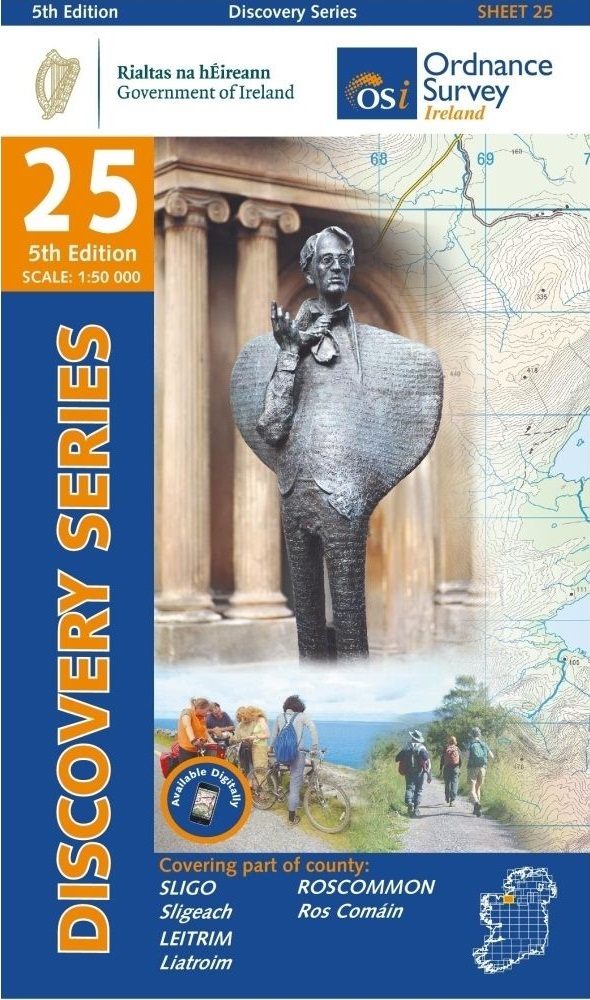 Online bestellen: Topografische kaart - Wandelkaart 25 Discovery Sligo, Leitrim, Roscommon | Ordnance Survey Ireland
