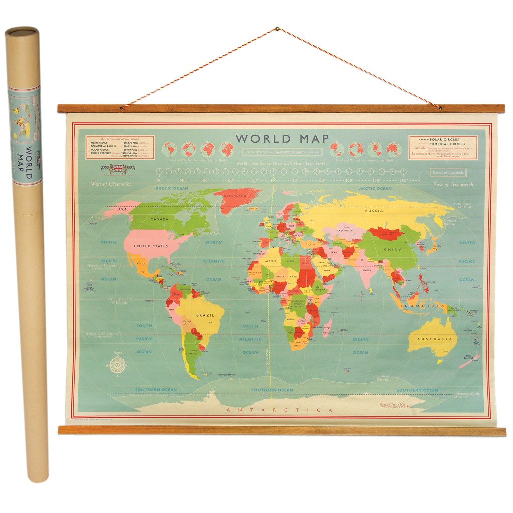 Uitgelezene Vintage wereldkaart World Map | Rex London | 5027455388946 WG-56
