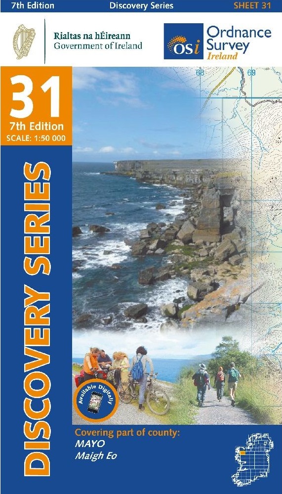 Online bestellen: Topografische kaart - Wandelkaart 31 Discovery Mayo (CENT) | Ordnance Survey Ireland