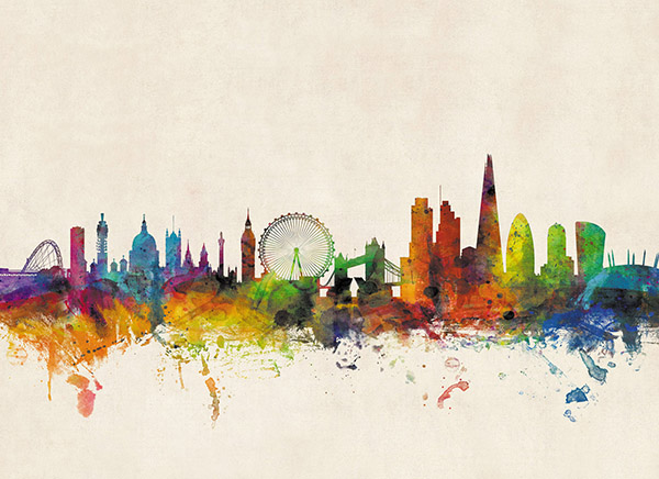 Online bestellen: Stadskaart London City Skyline - Londen, 84 x 59 cm | Maps International