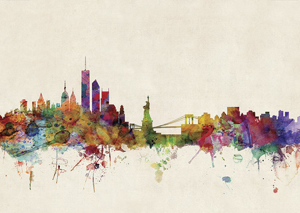 Online bestellen: Stadskaart New York City Skyline, 84 x 59 cm | Maps International