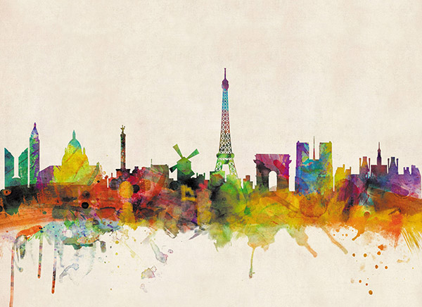 Online bestellen: Stadskaart Paris City Skyline - Parijs, 84 x 59 cm | Maps International