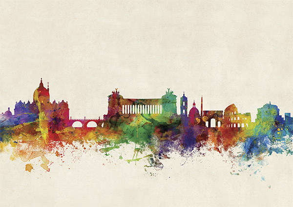 Online bestellen: Stadskaart Rome City Skyline, 84 x 59 cm | Maps International