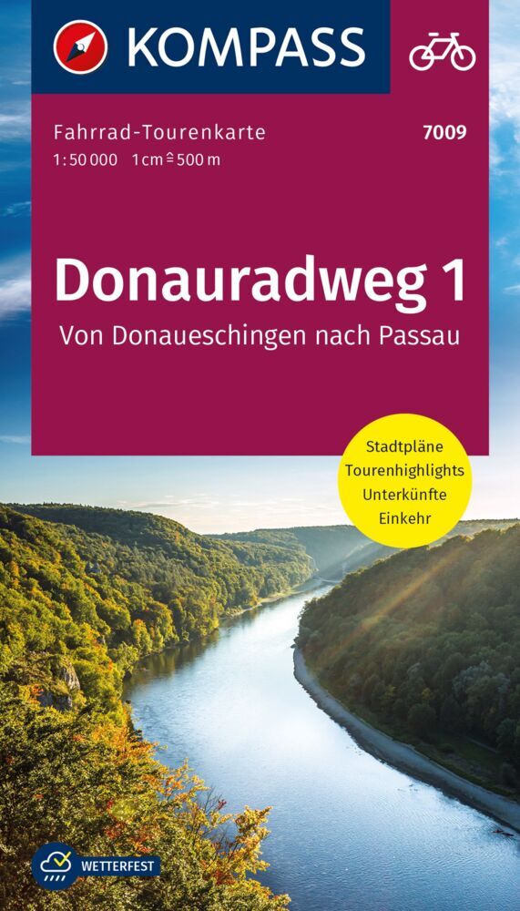Online bestellen: Fietskaart 7009 Donauradweg 1 | Kompass