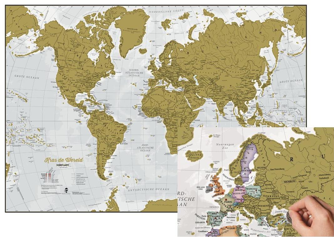 Scratch Map Wereldkaart NEDERLANDS | Maps International | | Reisboekwinkel De Zwerver