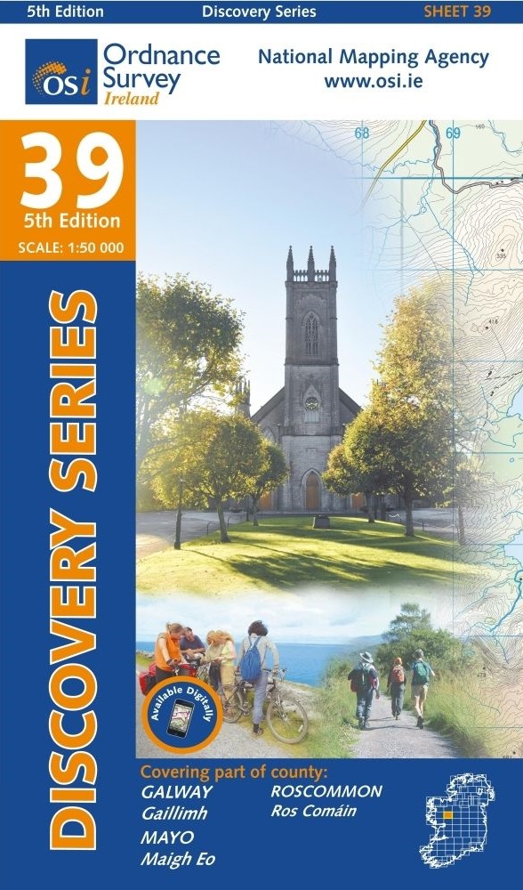 Online bestellen: Topografische kaart - Wandelkaart 39 Discovery Galway, Mayo, Roscommon | Ordnance Survey Ireland