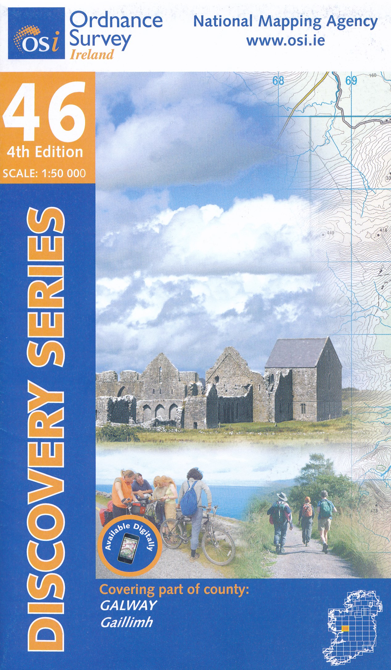 Online bestellen: Topografische kaart - Wandelkaart 46 Discovery Galway | Ordnance Survey Ireland