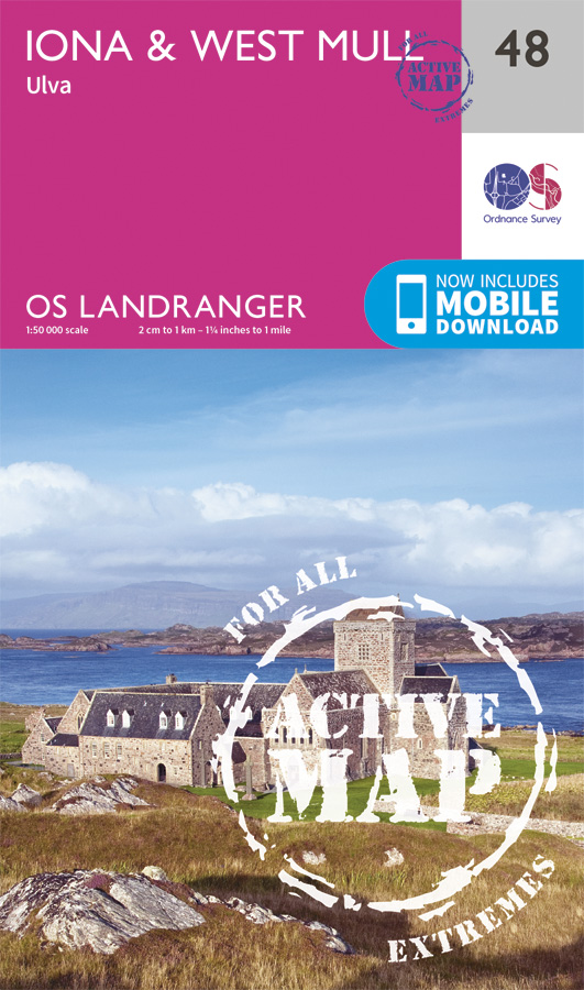 Online bestellen: Wandelkaart 48 Landranger Active Schotland Iona & West Mull, Ulva | Ordnance Survey