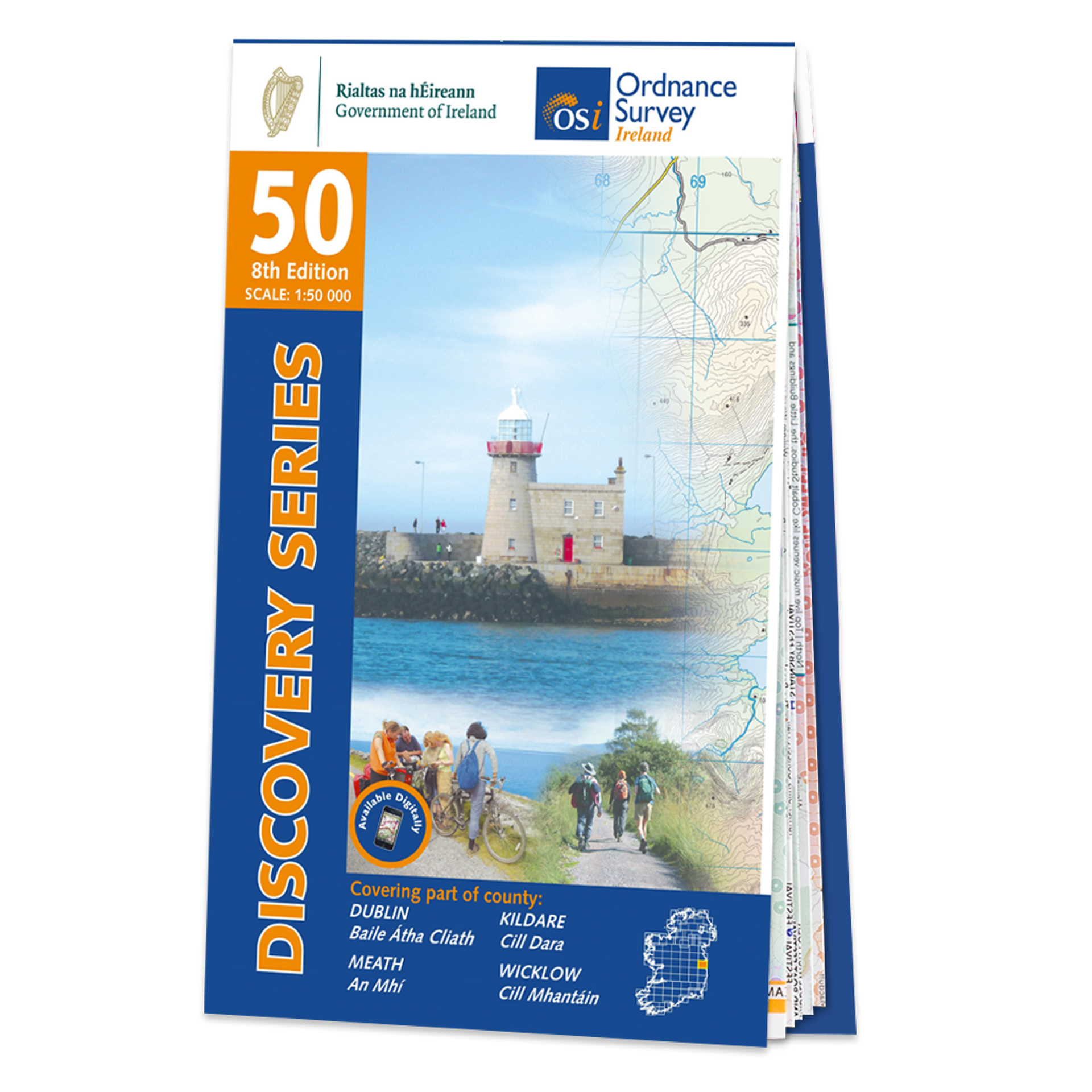 Topografische kaart – Wandelkaart 50 Discovery Dublin, Kildare, Meath, Wicklow | Ordnance Survey Ireland