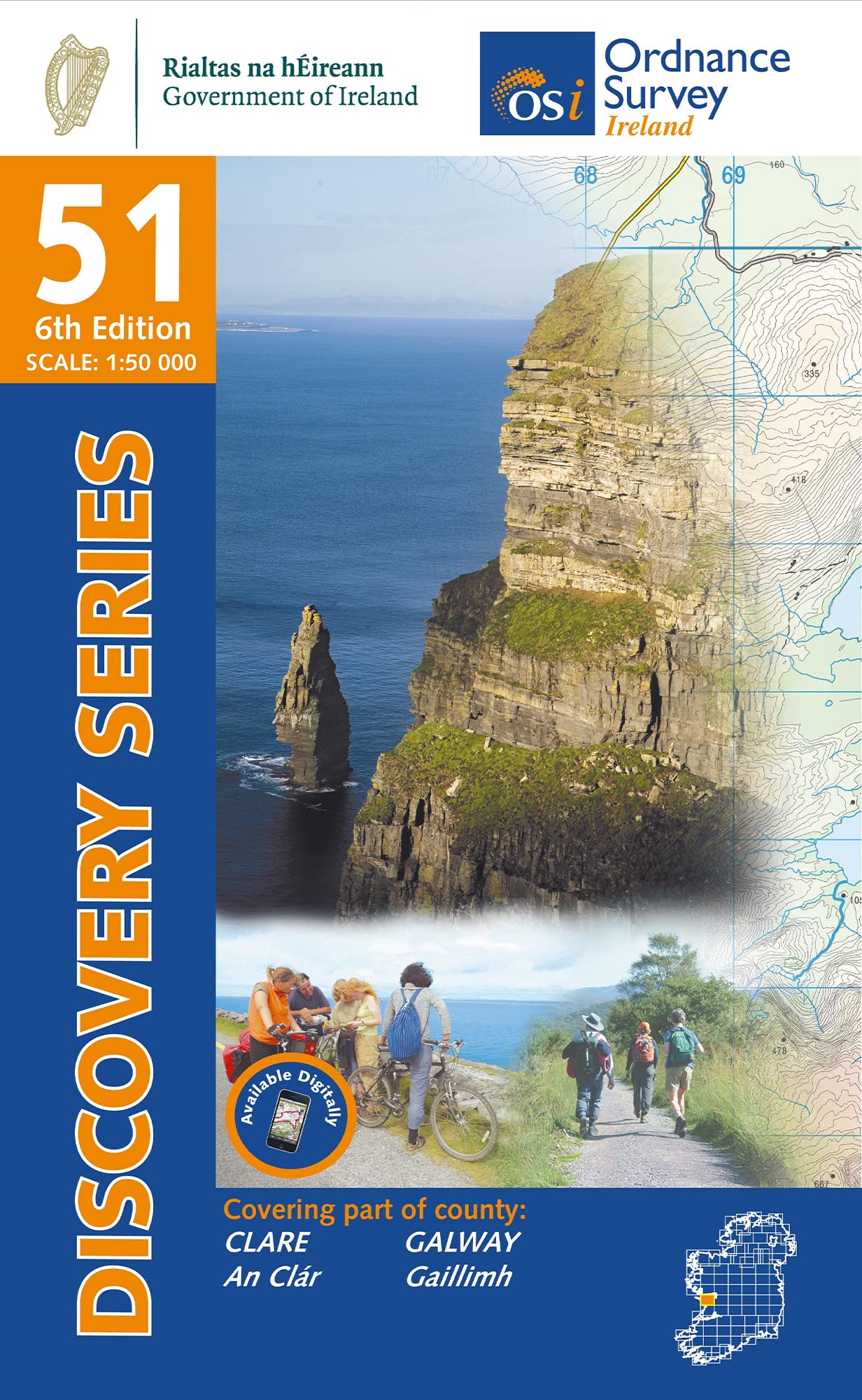 Online bestellen: Topografische kaart - Wandelkaart 51 Discovery Clare, Galway | Ordnance Survey Ireland