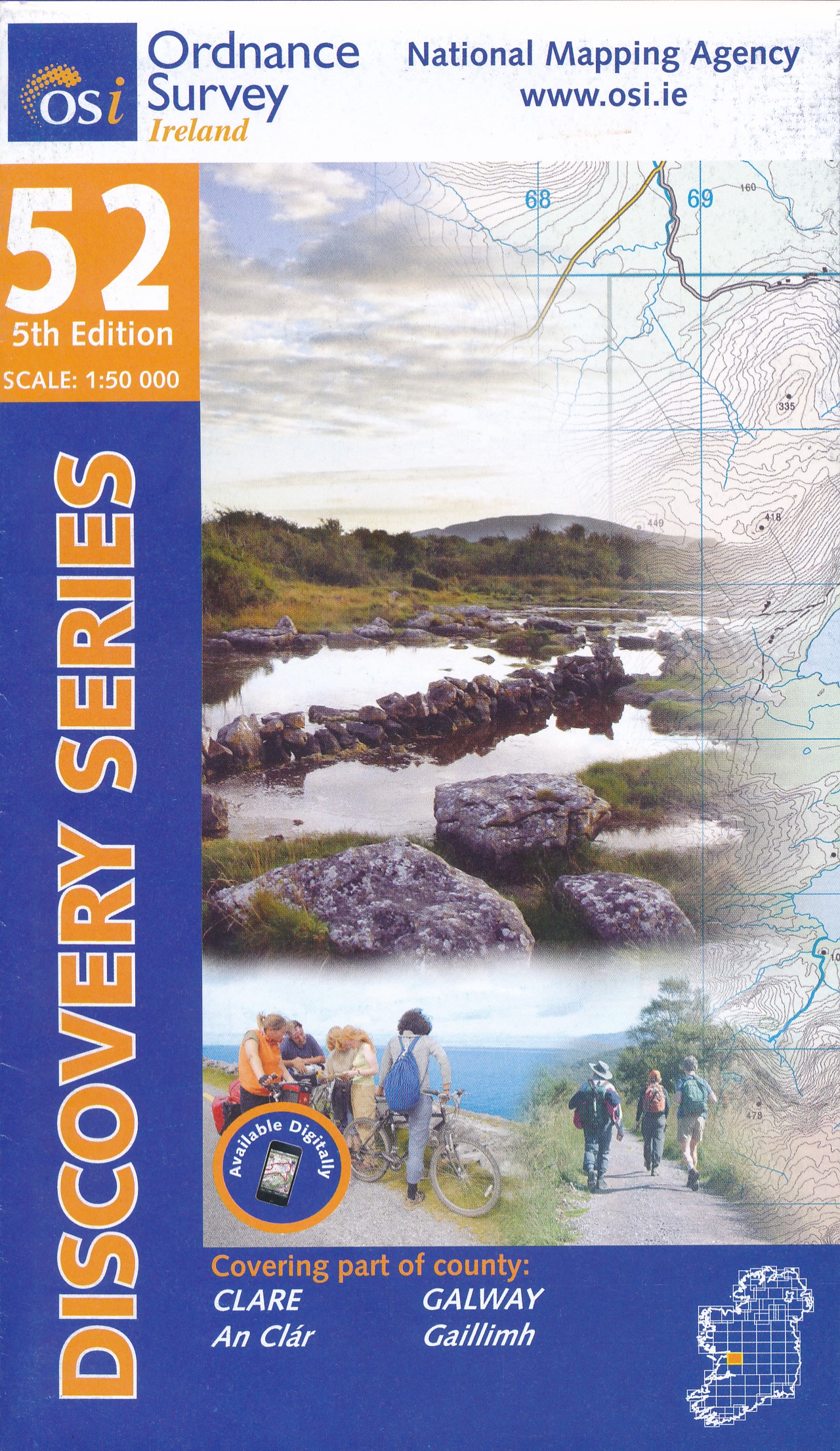 Online bestellen: Topografische kaart - Wandelkaart 52 Discovery Clare, Galway | Ordnance Survey Ireland