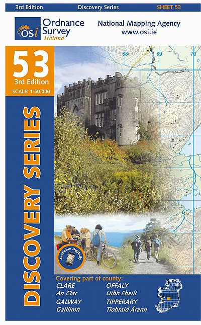 Online bestellen: Topografische kaart - Wandelkaart 53 Discovery Clare, Galway, Offaly, Tipperary | Ordnance Survey Ireland