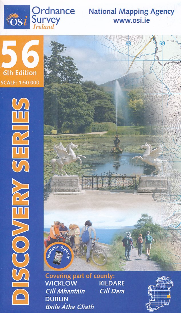 Online bestellen: Topografische kaart - Wandelkaart 56 Discovery Wicklow, Dublin, Kildare | Ordnance Survey Ireland