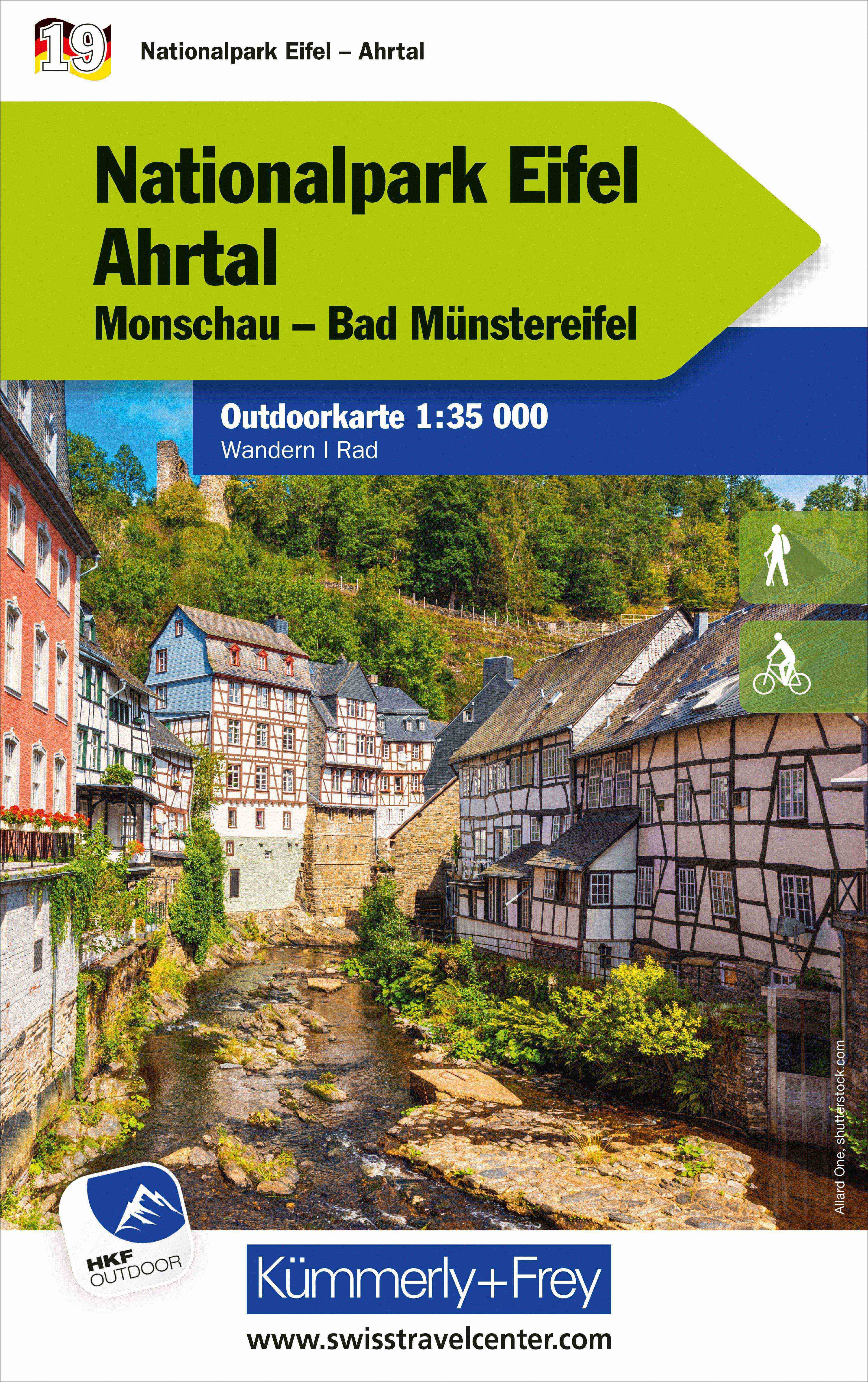 Online bestellen: Wandelkaart - Fietskaart 19 Outdoorkarte Nationalpark Eifel Ahrtal | Kümmerly & Frey