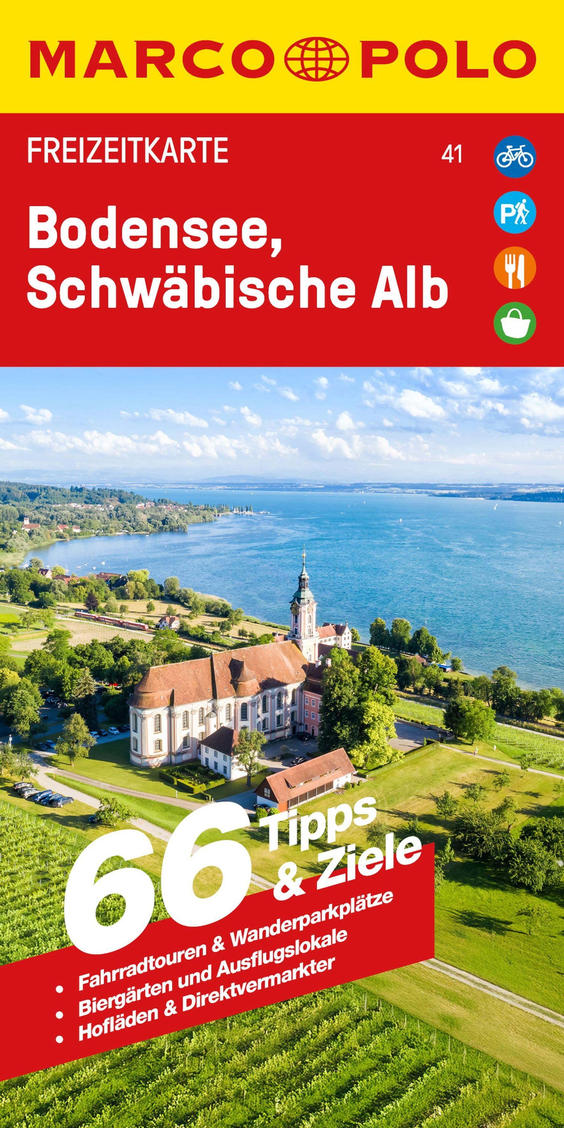 Wegenkaart - landkaart 41 Marco Polo Freizeitkarte Bodensee, Schwäbisc