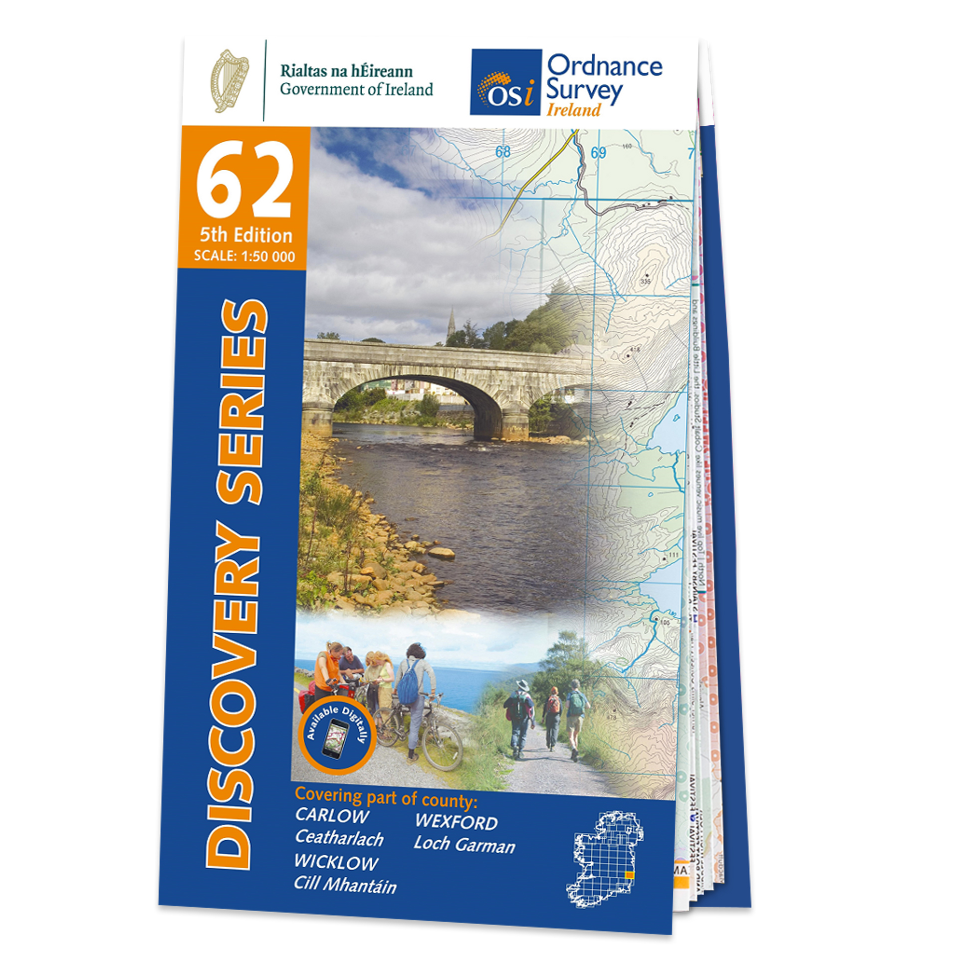 Topografische kaart – Wandelkaart 62 Discovery Carlow, Wexford, Wicklow | Ordnance Survey Ireland
