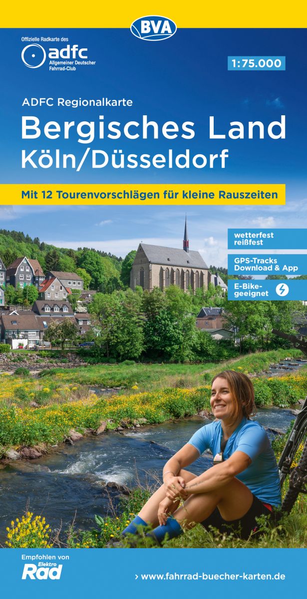 Online bestellen: Fietskaart ADFC Regionalkarte Bergisches Land | BVA BikeMedia
