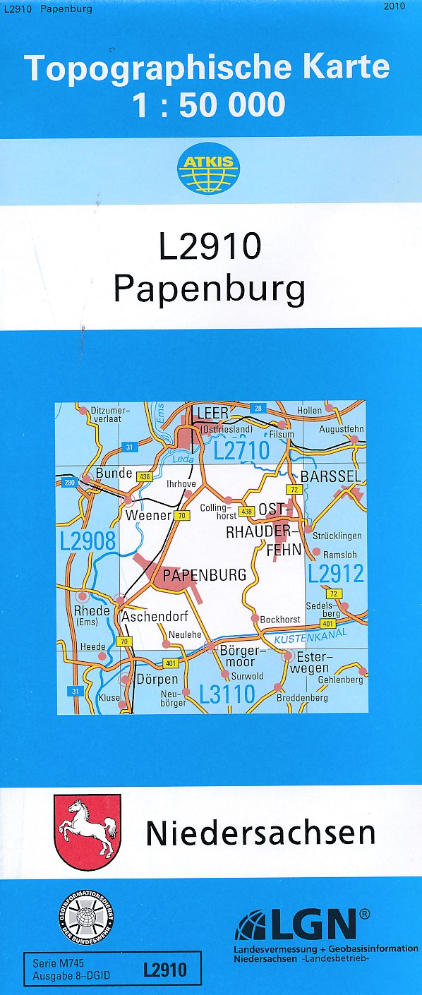 Topografische kaart L2910 Papenburg | LGN de zwerver