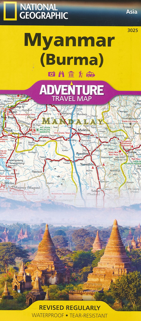 Online bestellen: Wegenkaart - landkaart Adventure Map Myanmar - Birma | National Geographic