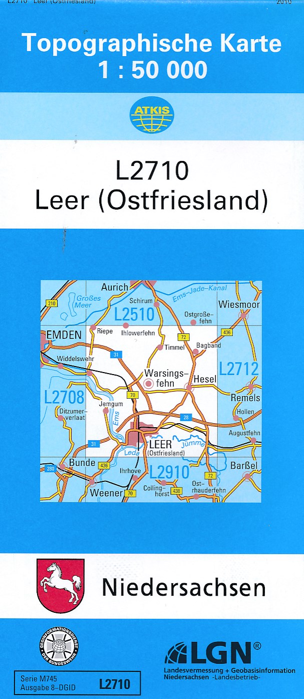 Topografische kaart L2710 Leer (Ostfriesland) | LGN de zwerver