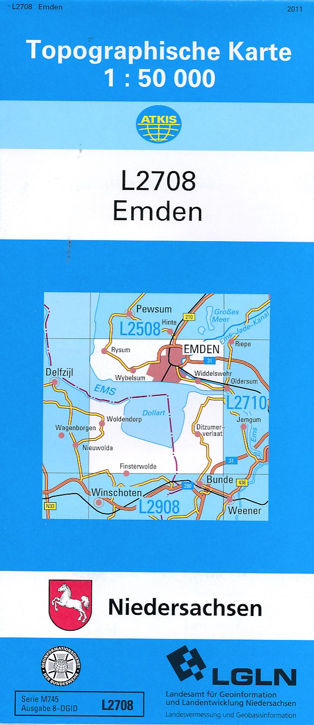 Online bestellen: Topografische kaart L2708 Emden | LGL Niedersachsen