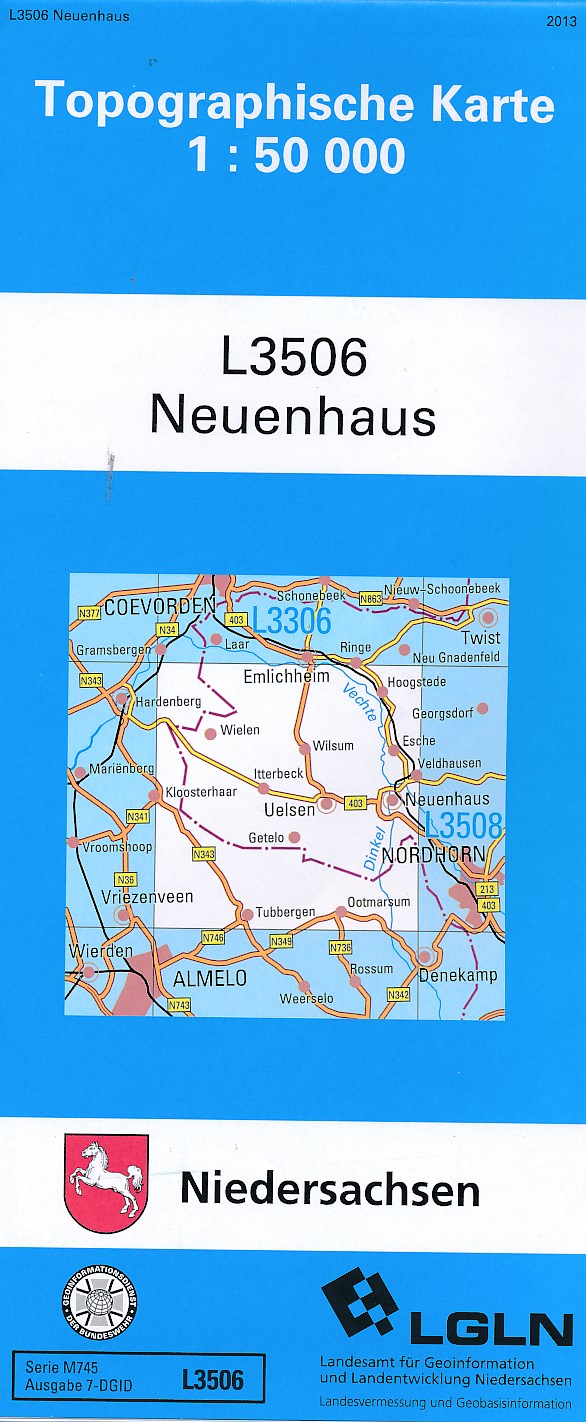 Topografische kaart L3506 Neuenhaus | LGN de zwerver